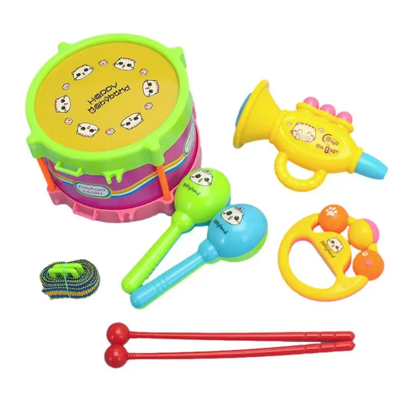 Batteria per bambini tamburello a percussione strumenti da gioco giocattoli 5 pezzi educazione prescolare Montessori apprendimento precoce giocattoli musicali per