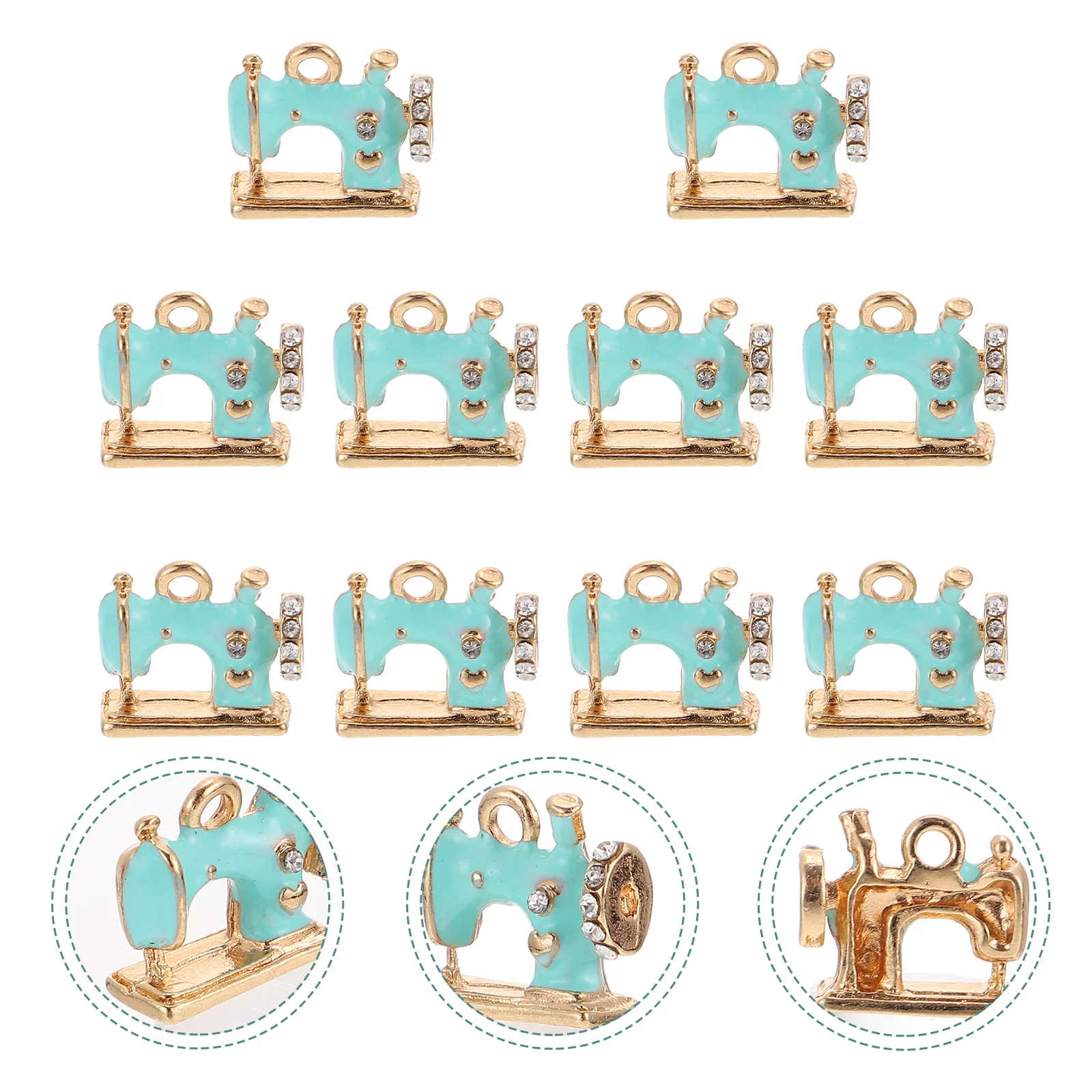 10 Pcs Sewing Machine Pendant Delicate Jewelry Decors Alloy Necklace Vintage Adorns Practical