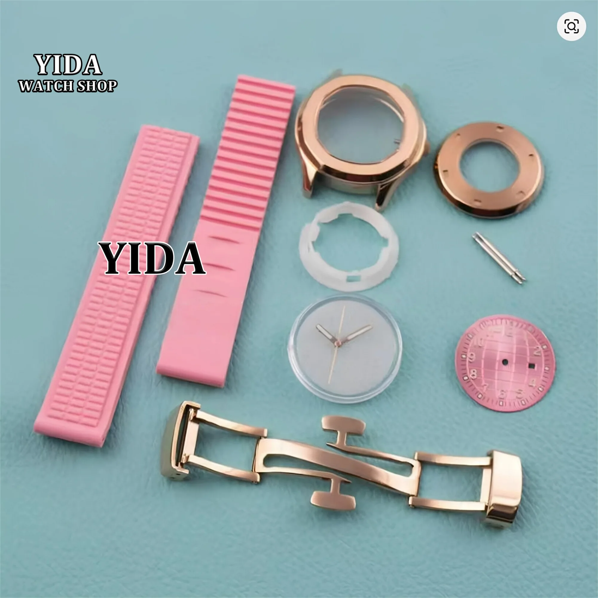 

NH05 Case 35.2mm Women's Watchcase Stainless Steel Sapphire Glass Rubber Strap for NH05 Movement AQUANAUT Nautilus Rose Case MOD