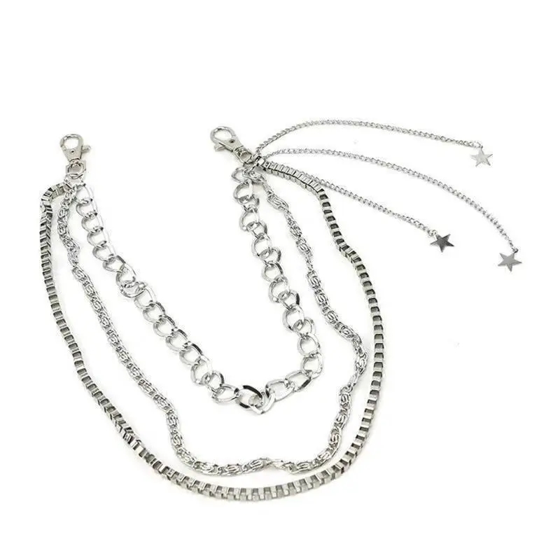 

652F Unisex Punk Chains for Pants Heavy Duty Chains Hip Hop Trousers Jeans Chain with Lobster Clasps for Wallet Keys