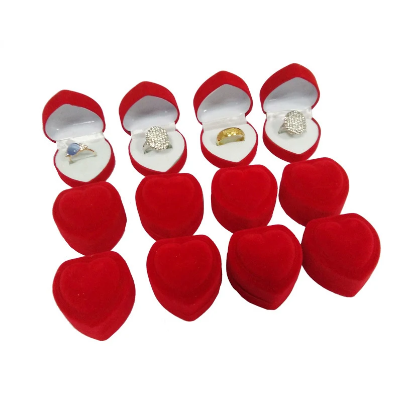 Heart Shape Ring Box Proposal Engagement Wedding Ring Storage Box Valentine'S Day Gift Packaging Display Flower Pattern Case