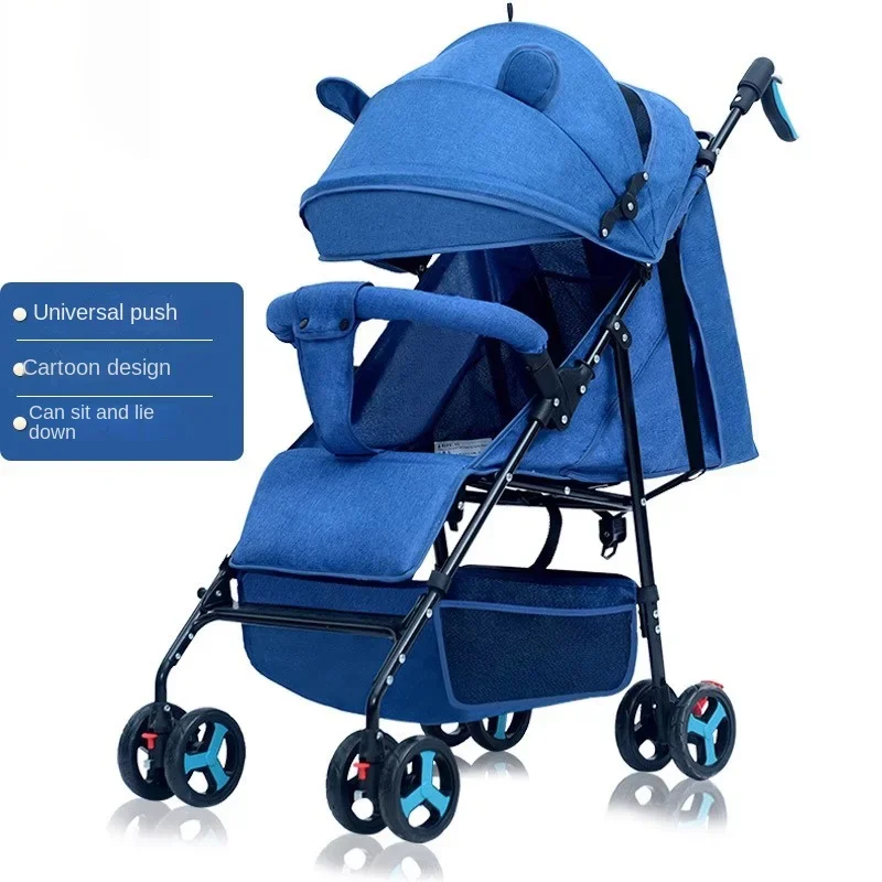 عربة أطفال للجلوس والكذب بتصميم الكل في واحد من عمر 0 إلى 4 سنوات، عربة أطفال خفيفة الوزن ممتصة للصدمات وبلمسة واحدة قابلة للطي #4