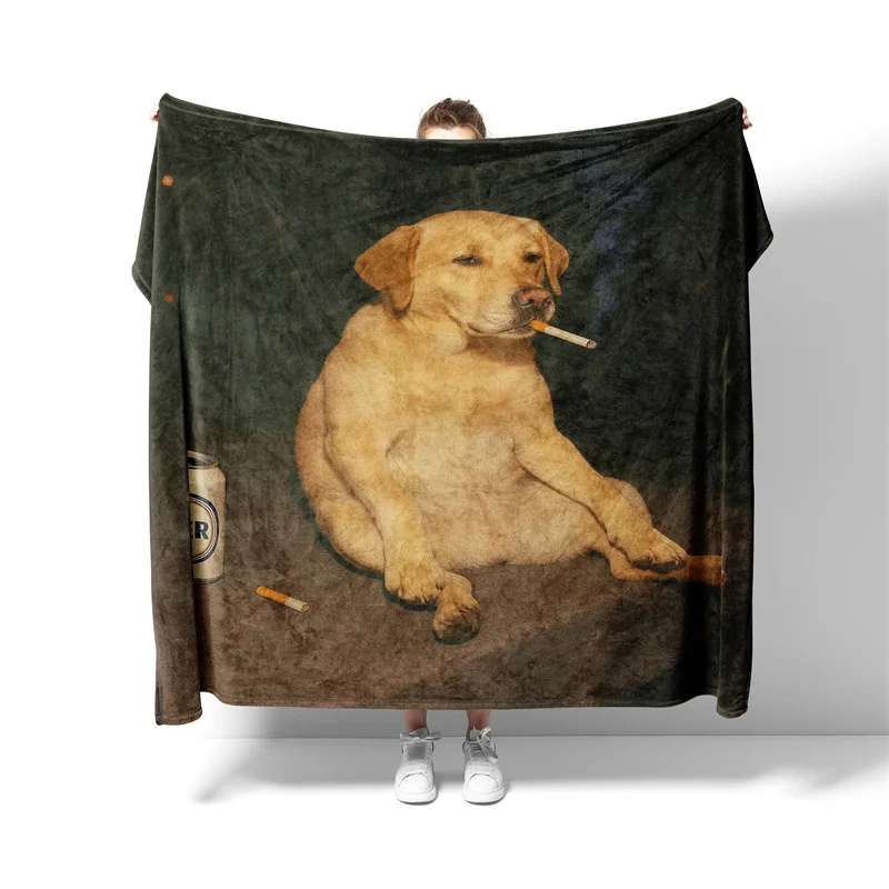 Aertemisi Funny Smoking Dog Meme Cigarette Dog Lover Gift Pet Blanket for Small Medium Large Dog Cat Puppy Kitten Couch Sofa Bed