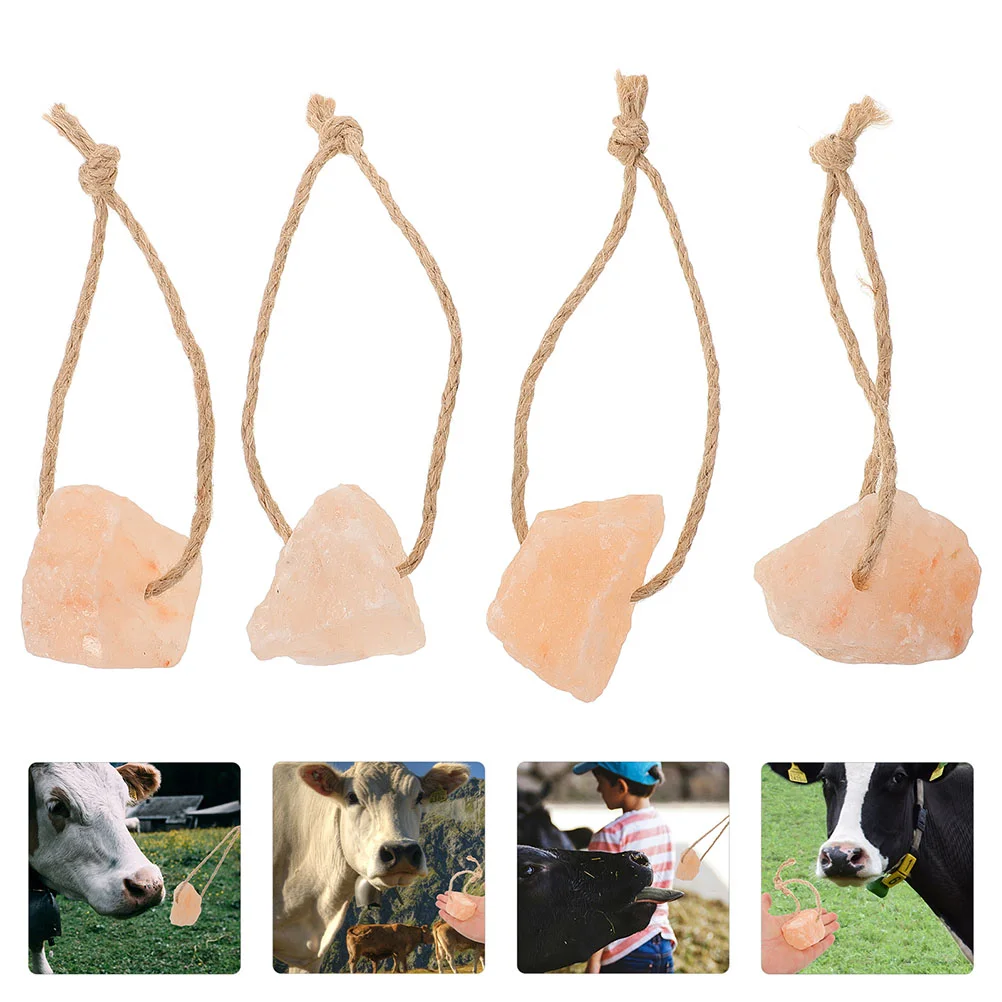 4 Uds. Bloque de sal para lamer animales, ciervo para lamer, accesorios para caballos de alimentación, agujero perforador, conejo Mineral