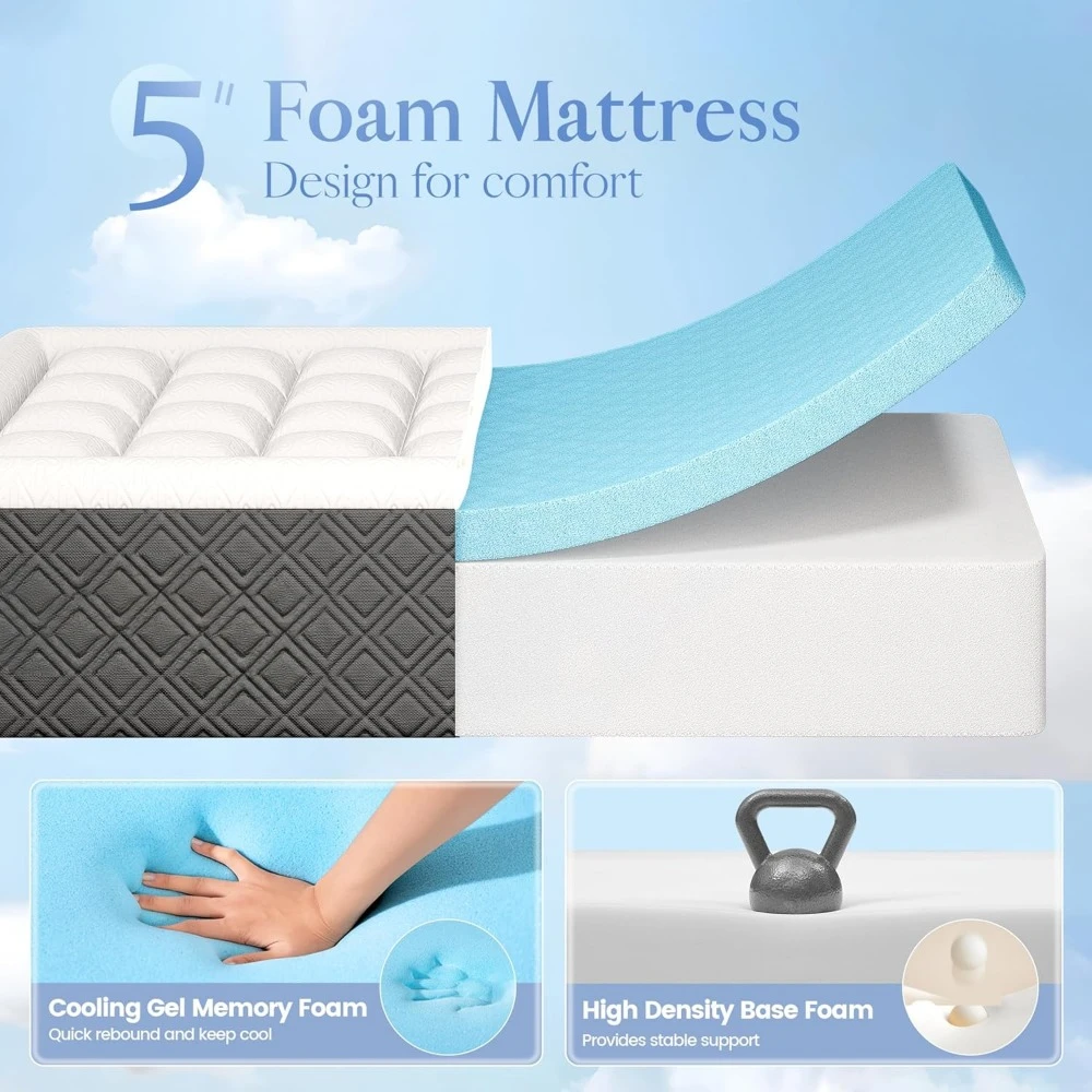 Materasso matrimoniale in Memory Foam, materasso matrimoniale medio rigido in una scatola per bambini che raffreddano il sonno e alleviare la pressione