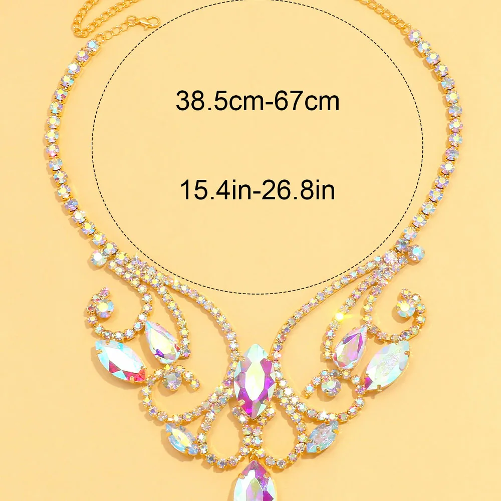 Stonefans Ab Strass Drop Ketting Statement Grote Choker Voor Vrouwen 2024 Buikdans Kristallen Ketting Bruiloft Sieraden Feest