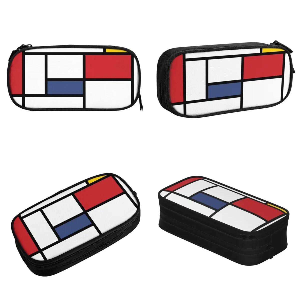 Rectangles Mondrian Style Pencil Case Red Yellow Blue Pencilcases Pen Holder for Girls Boys Bag Students School Gifts Stationery