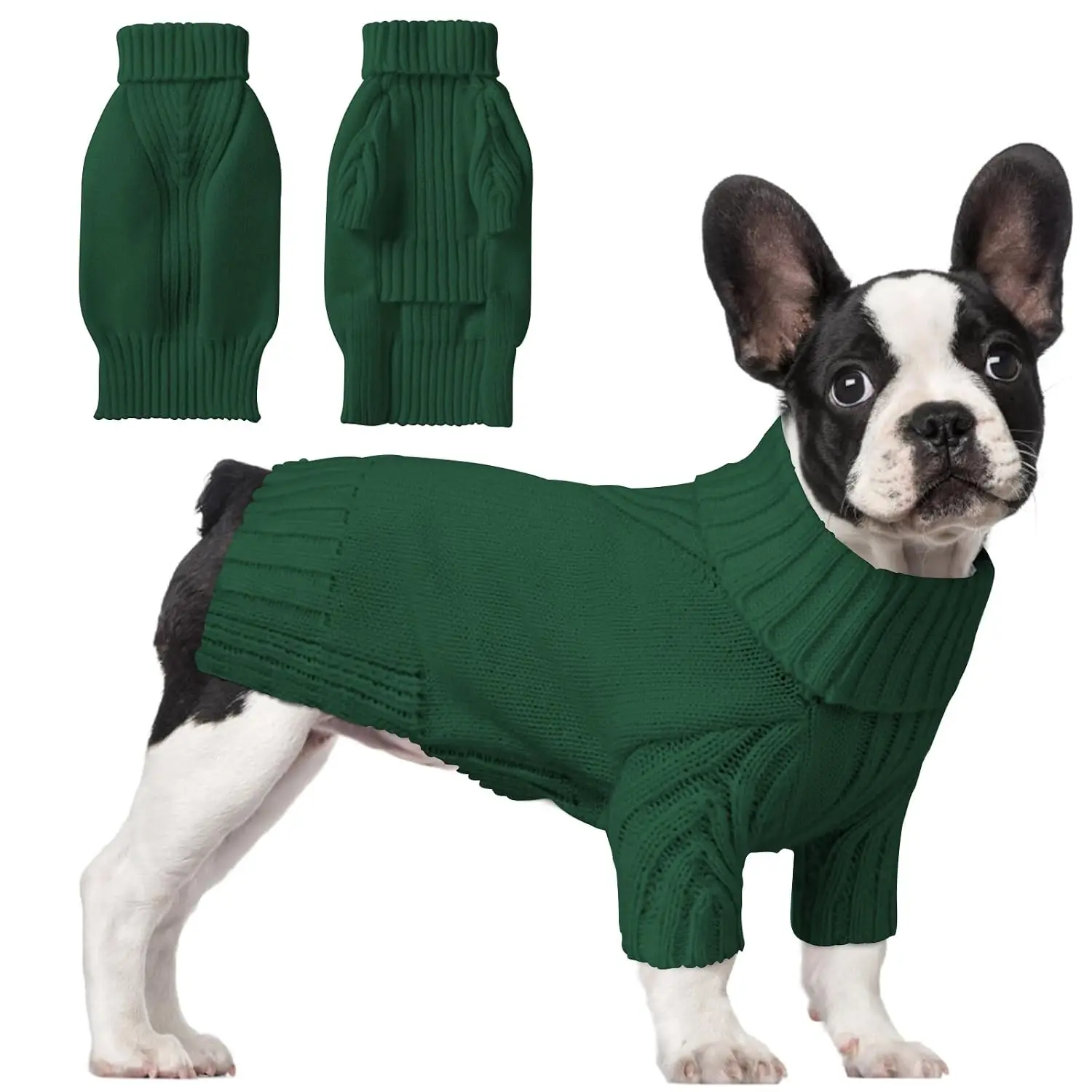 Turtleneck Dog Sweater Warm Thick Knitted Pullover Winter Coat for Small Medium Large Dogs Indoor & Outdoor, Customized