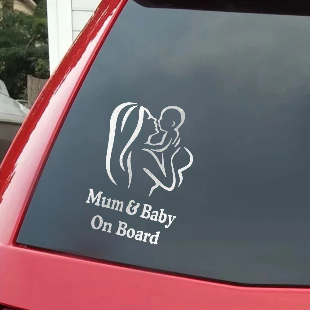 Mum And Baby On Board Sticker Car Warning Safety Vinyl Film Decals Figure Styling Windshield Sticker Decor Accessories