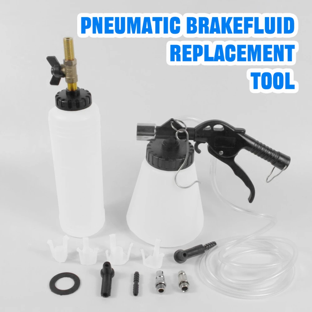 Dual Oil Pot Brake Fluid Bleeder Kit 1L Pneumatic Oil Change Machine With Extractor Refill Bottle For Automotive Brake Repair