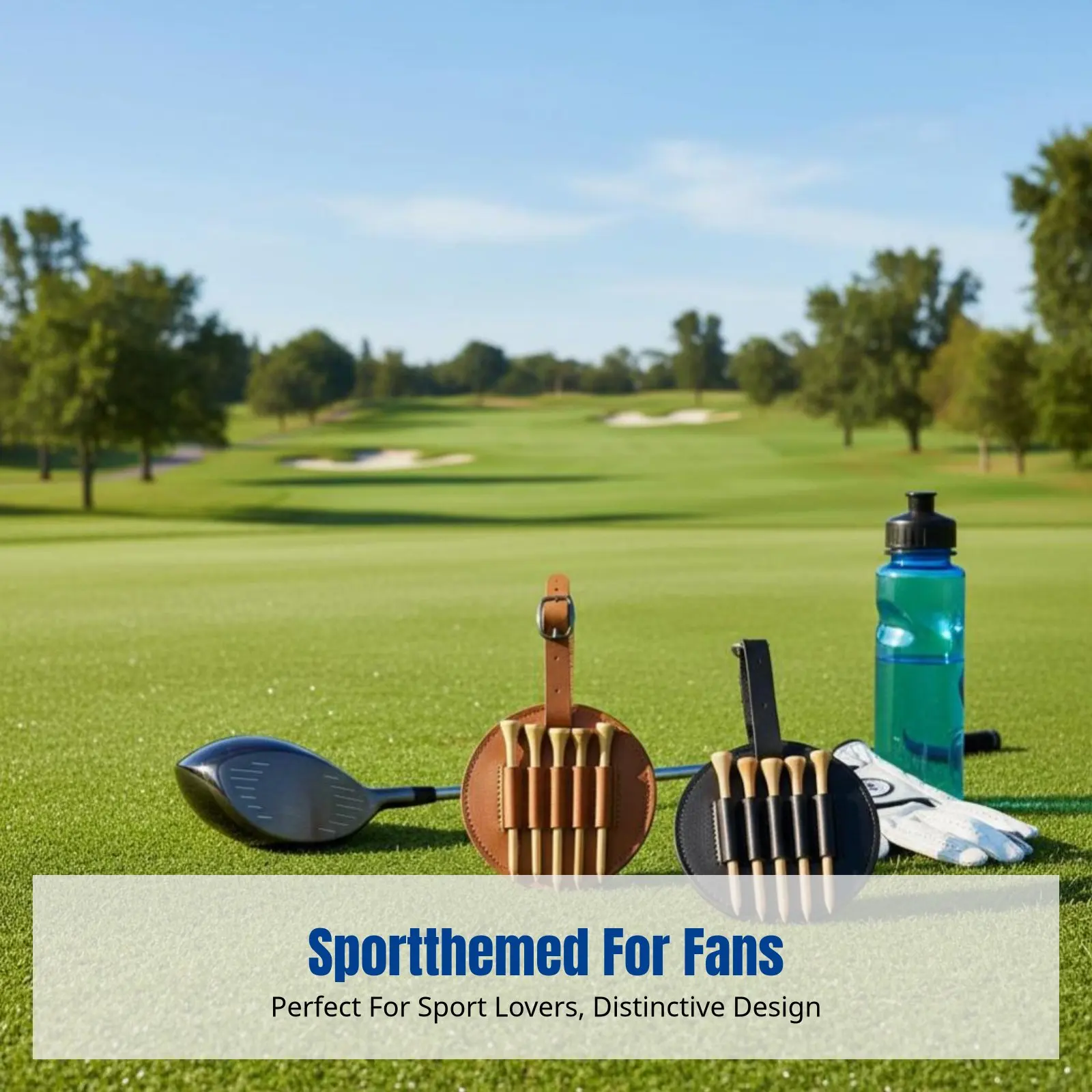 

Golf Accessories, Gift Tee Holder with Hook, PU Leather Case, Golf Parts, Simple Design
