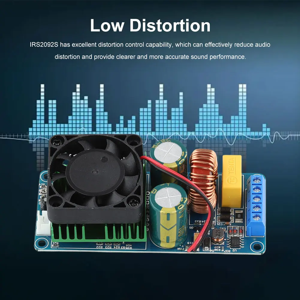 IRS2092S High Frequency Audio Amp Board 500W Mono Channel Class D with Speaker Protection Dual DC Power Supply for Car Subwoofer