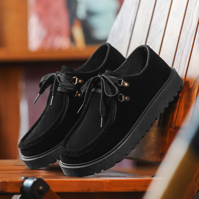 2026 New Style Men's Casual Shoes Breathable Soft Bottom Loafers Slip-On British Style Men's Shoes Matte Leather Walking Shoes