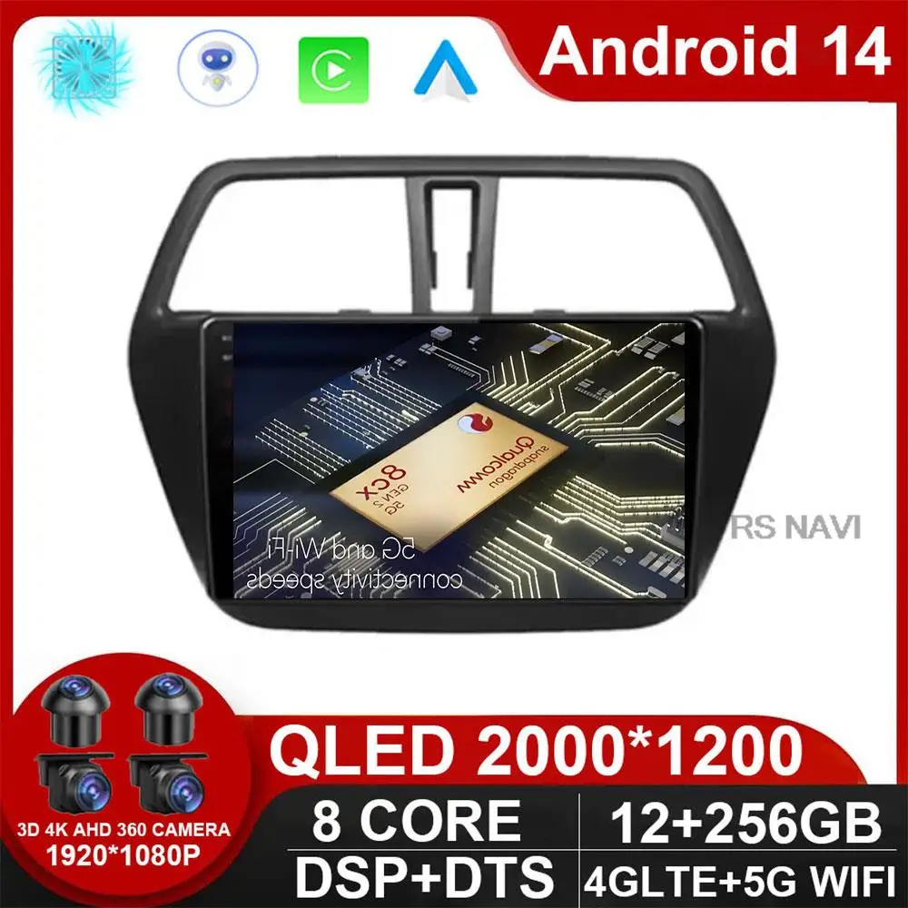 

Android 14 Auto Car Radio Multimedia Player carplay For Suzuki SX4 -CROSS 2014-2017 Carplay navigation gps stereo NO 2din DVD BT