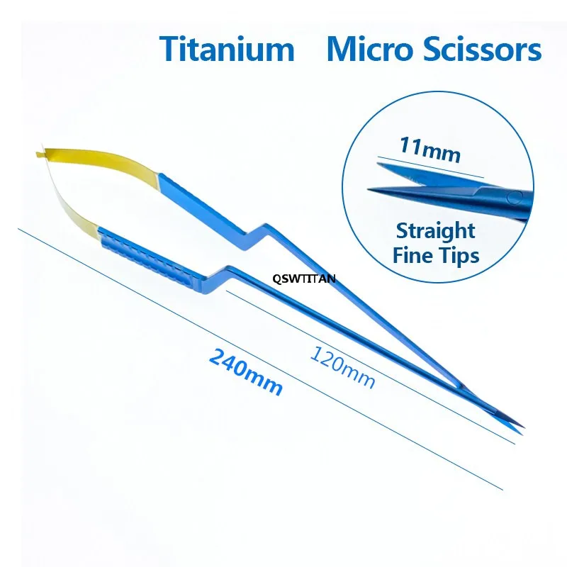 Micro Scissors Neurosurgery Instruments Titanium Flat Handle 11mm Blades Straight/Curved