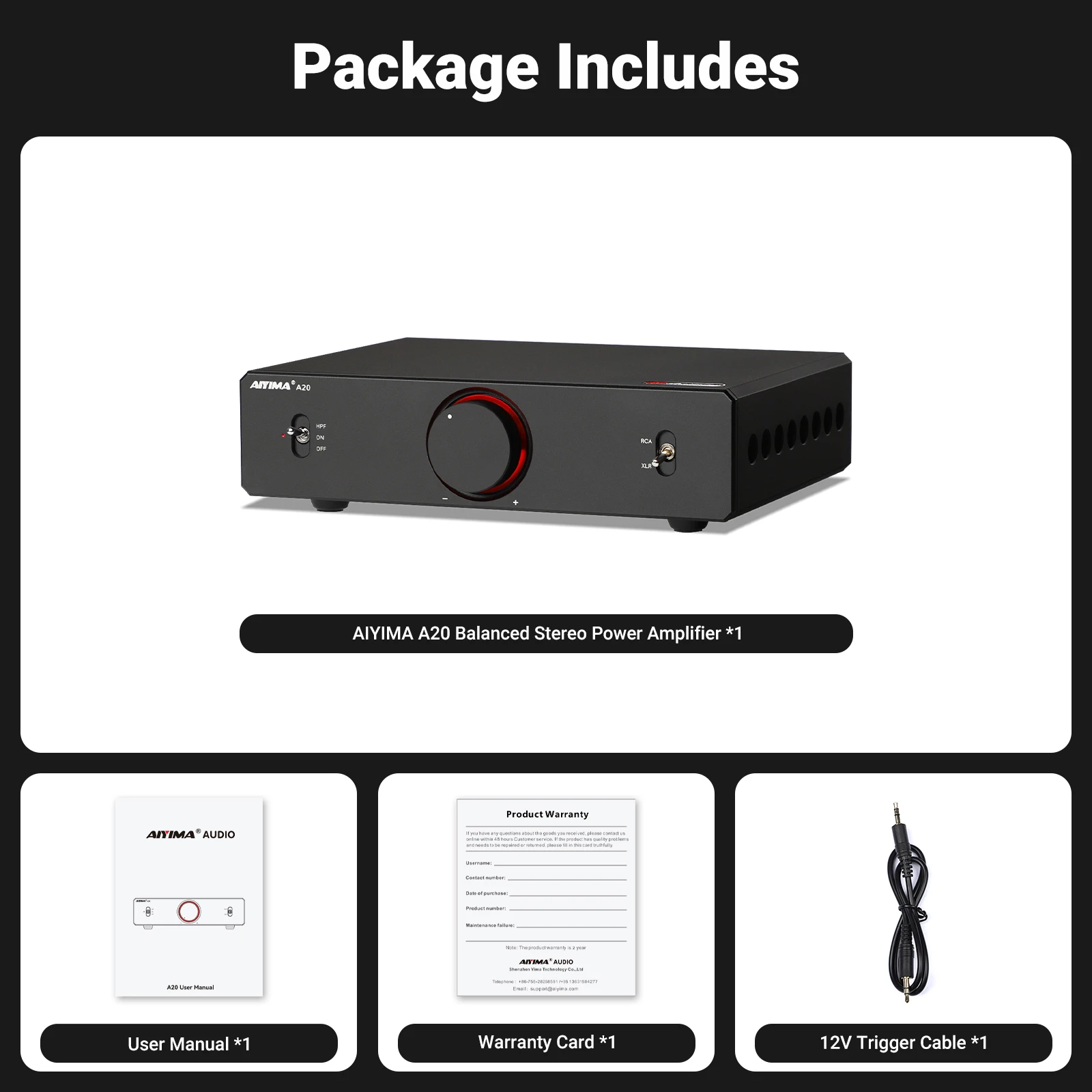 AIYIMA A20 PFFB パワーアンプ TPA3255 HiFi 300W×2 ステレオパワー