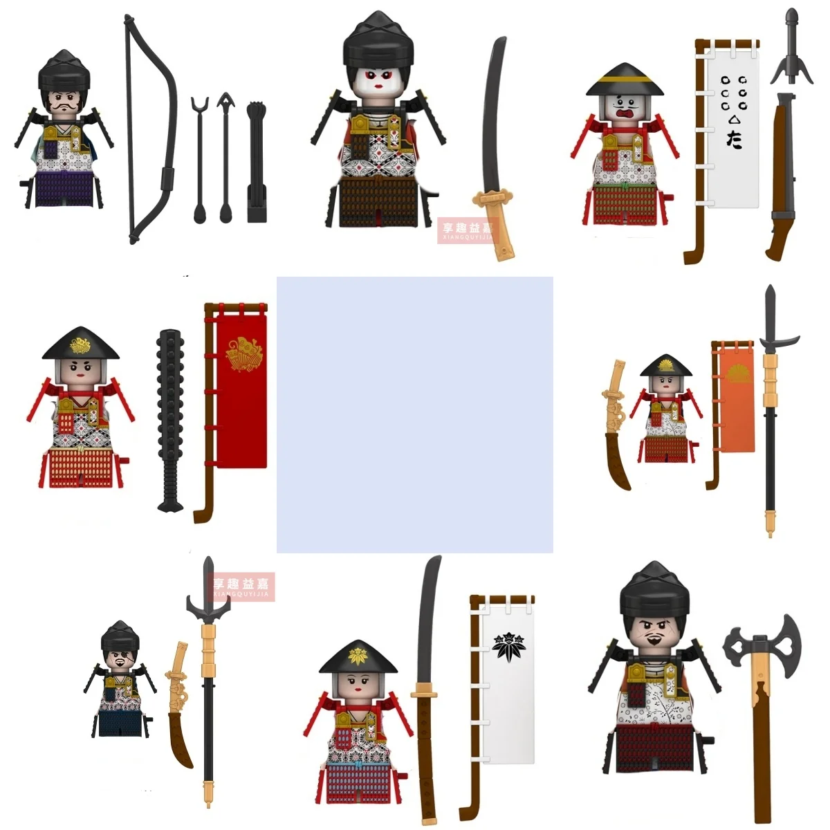 Seksowne anime Cartoon Samurai akcesoria kolekcja cegieł edukacyjne klocki Model zabawki dla dzieci N326-333 WM6090 6096