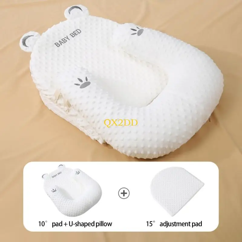 طقم وسائد تغذية الأطفال QX2D مع أغطية قابلة للإزالة، تصميمات مقاومة للانسكاب من أجل رضاعة طبيعية آمنة ومريحة ووقت على البطن #4