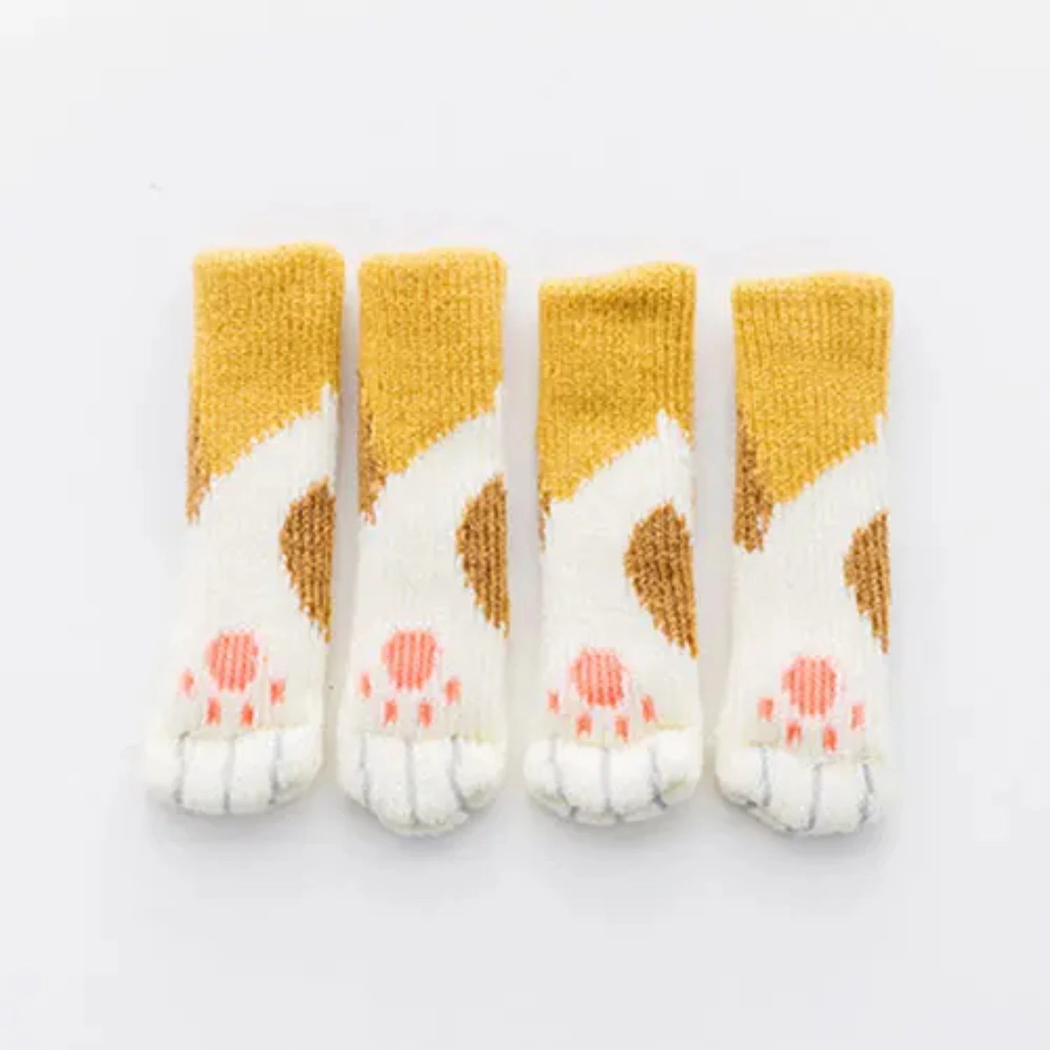 Adorable 4-Piece Knitted Cat Paw Chair/Table Leg Sleeves - Non-Slip Wear Protection, Added Style Home Decor - Enhance Furniture