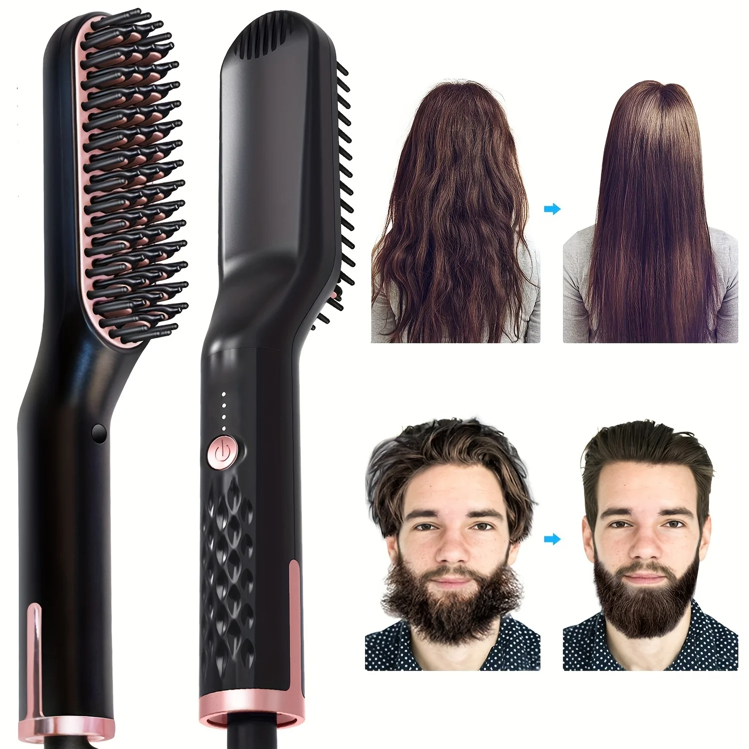 

Hot Comb Straightener Electric Negative Ion Heating Comb For Men Beard Hair Straightening Brush Wet Dry Use Quick Hair Styler