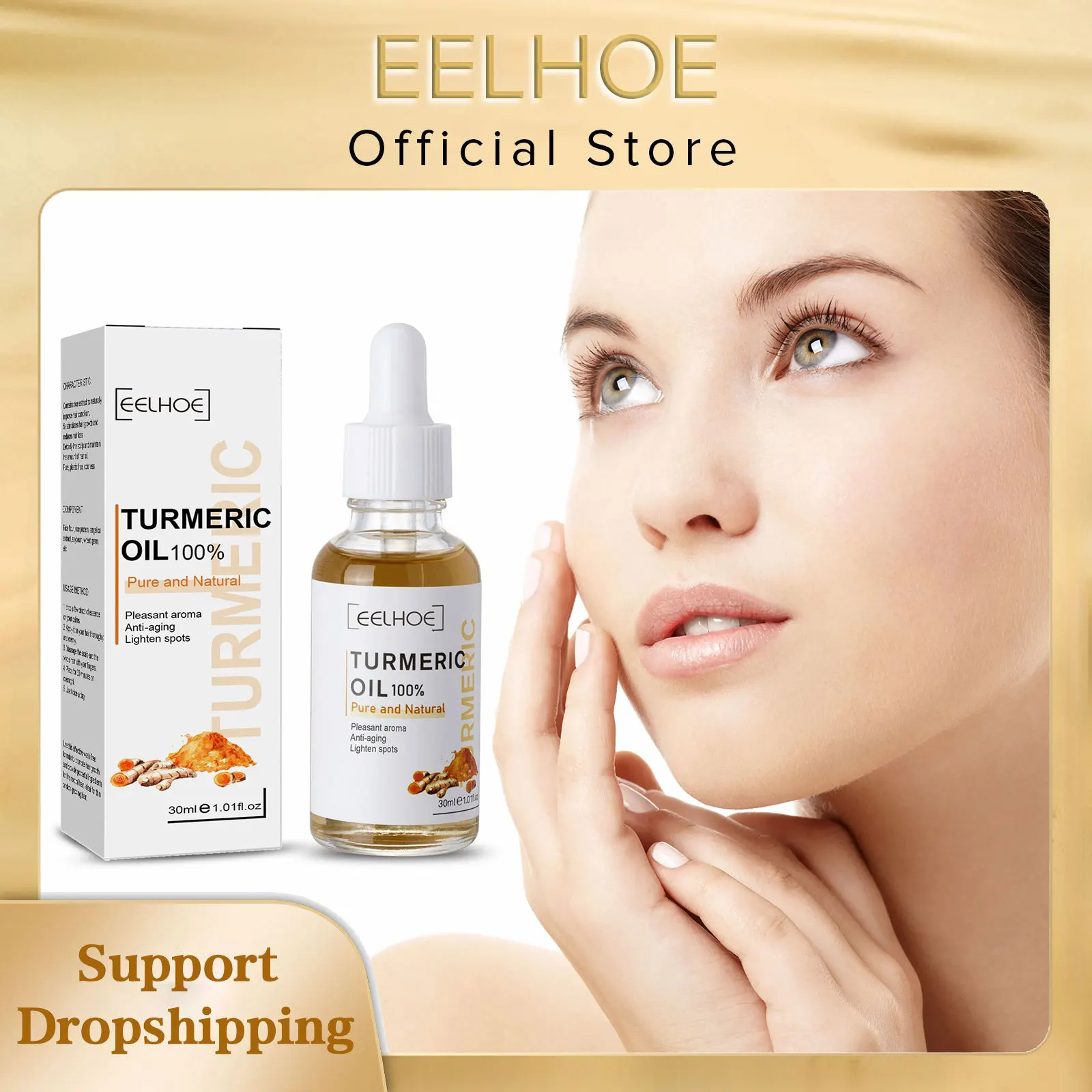 Eelhoe Turmeric Lemon Oil Skin Glow To Lightening Acne Dark Patches Moisturizing Whitening Bright Skin Anti-aging&Wrinkle Serum
