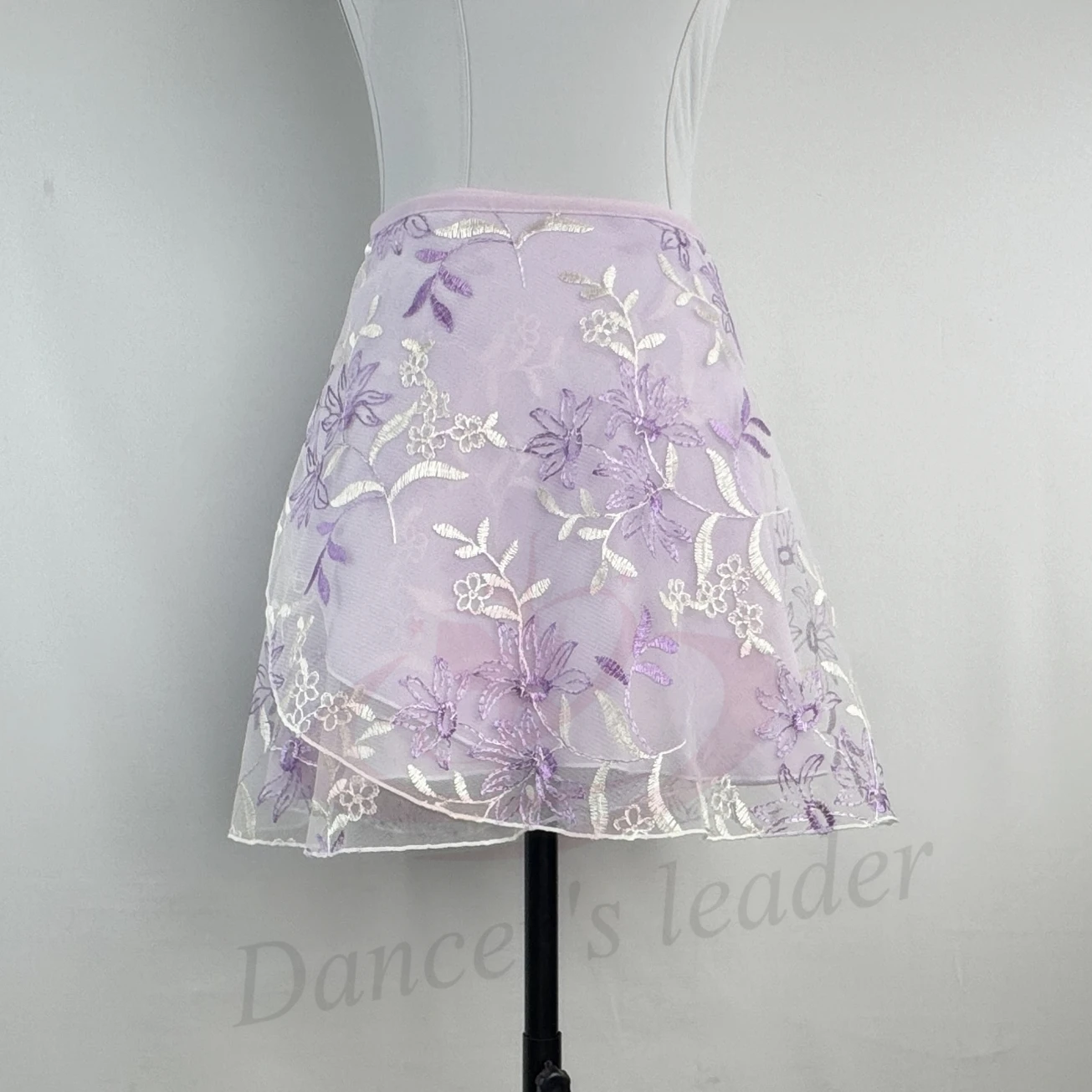 تنورة باليه نسائية مزدوجة الطبقات مطرزة بالزهور من الدانتيل تنورة رقص للكبار بذلة فتاة ممارسة الباليه تنورة صغيرة #5