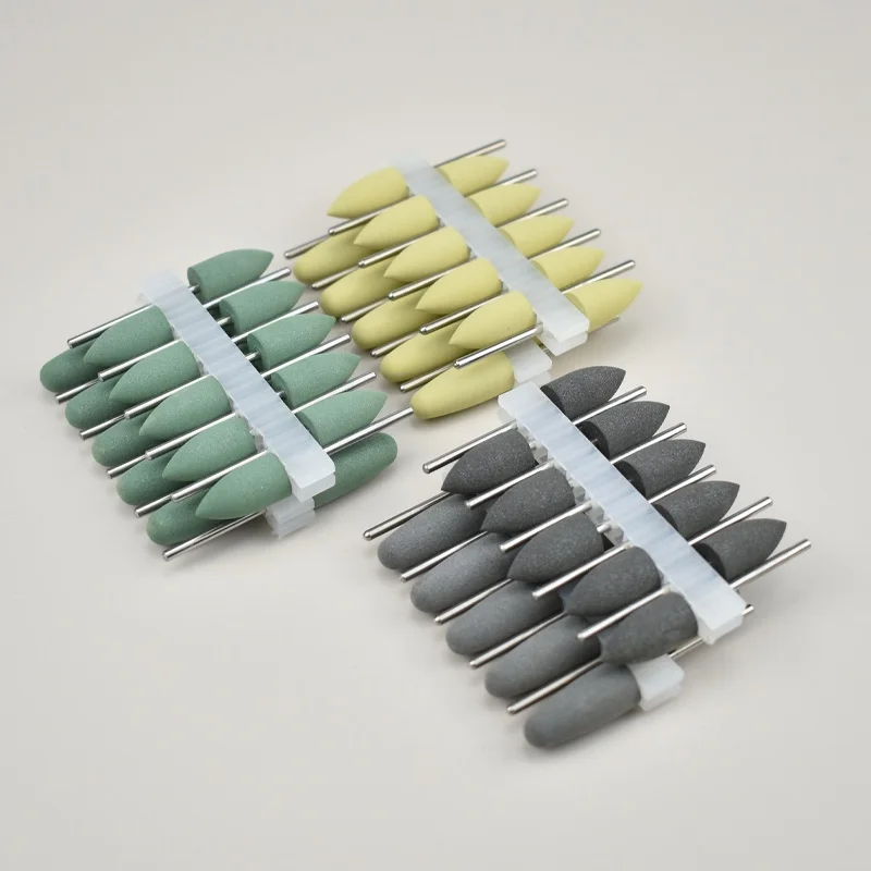 10pcs/set 2,35mm Polidores Dentários  Borracha Silicone Brocas  Polimento  Unhas