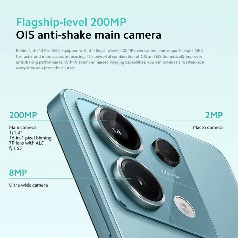 Xiaomi Redmi Note 13 Pro 5G Smartphone 200MP OIS Camera  Global firmware Snapdragon 7s Gen 2 6.67" AMOLED used phone