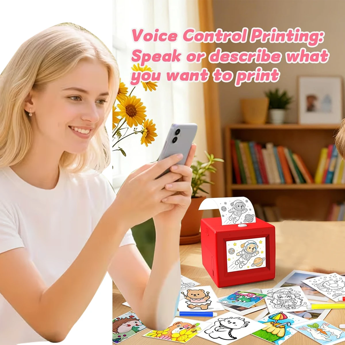 AI Mini Printer, Portable Thermal AI Voice Sticker Printer, for Pictures, Photos, DIY Creative, Home, School, Office, Travel Use