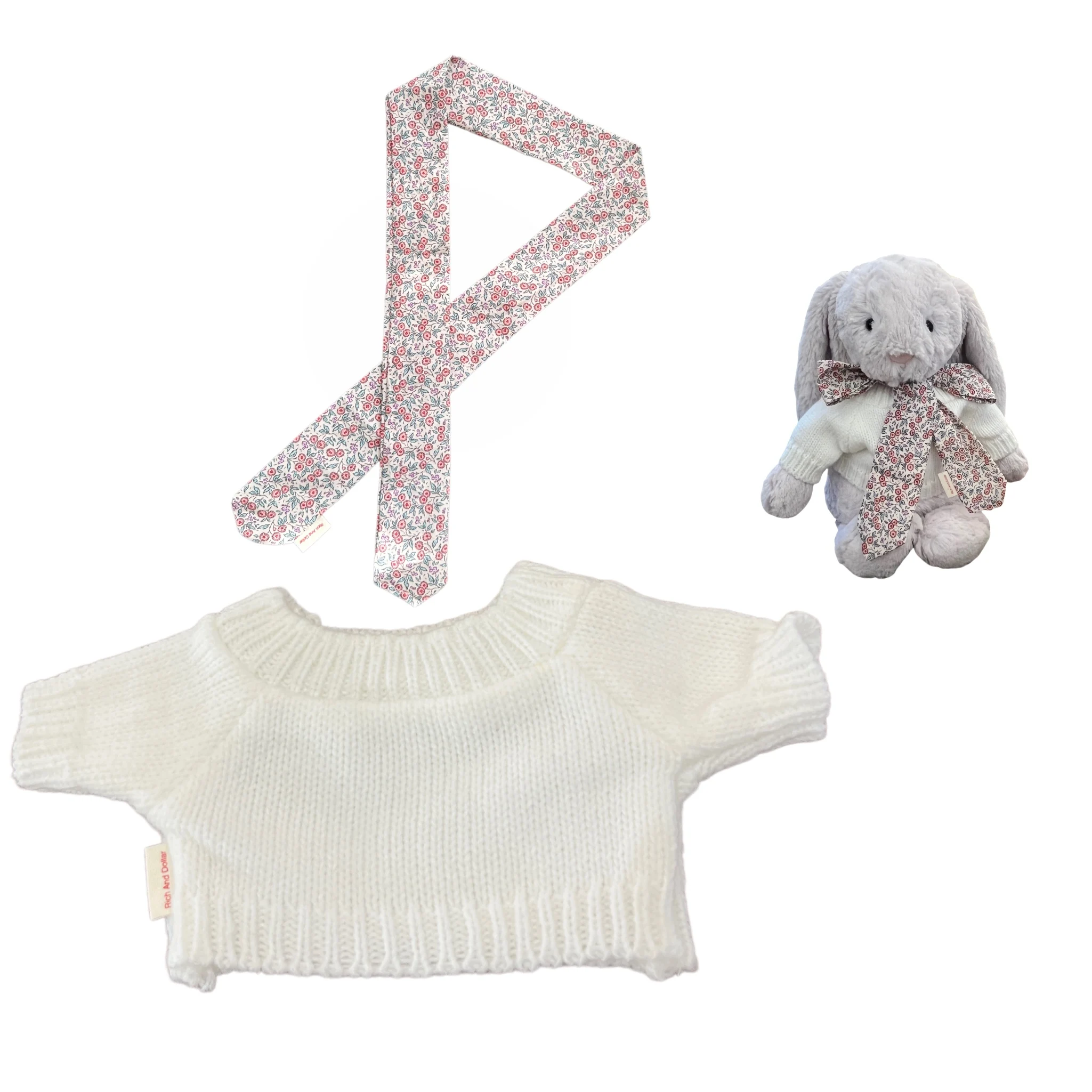 Clothes for Bashful Bunny and Bumbly Bear,10-12Inch Teddy Bear Clothes Cute Bow Ribbon, Clothes only Without Doll.(2pc )