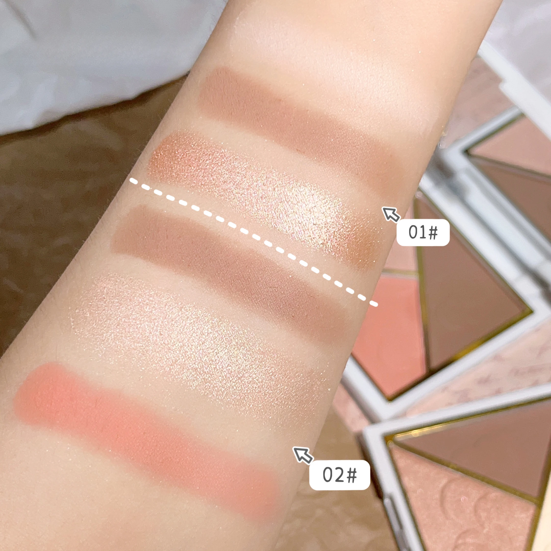 HISYI Contour Palette สาม-in-one Pearlescent Matte Nose Shadow Shadow Eye กระเป๋า Brighten ยาวนานเป็นธรรมชาติ