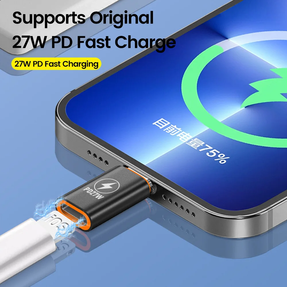 Elough 27 واط USB نوع C ذكر إلى ios شاحن أنثي آيفون 15 16 سامسونج البرق إلى نوع C محول شحن سريع موصل #4