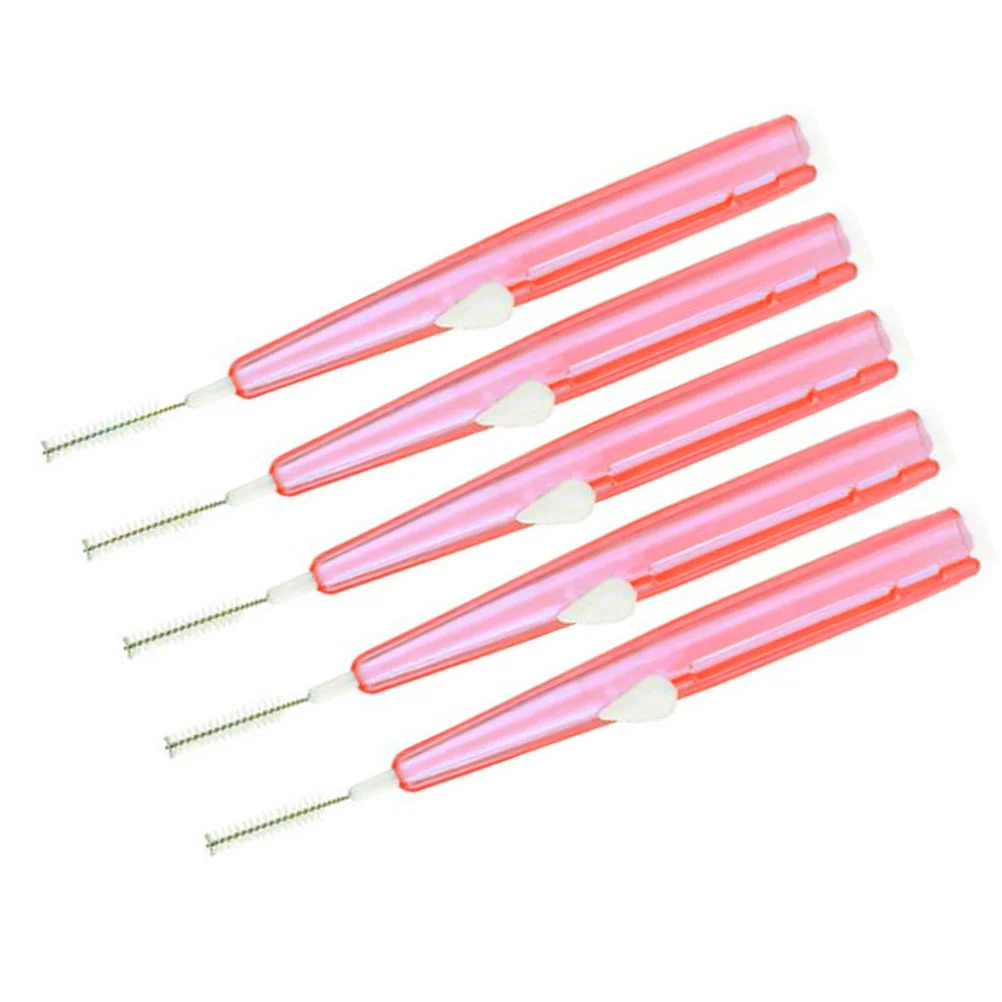 60PCS Push-pull Type Interdental Floss Pick Dental Care Interdental Cleaners (Pink) interdental brush cleaners