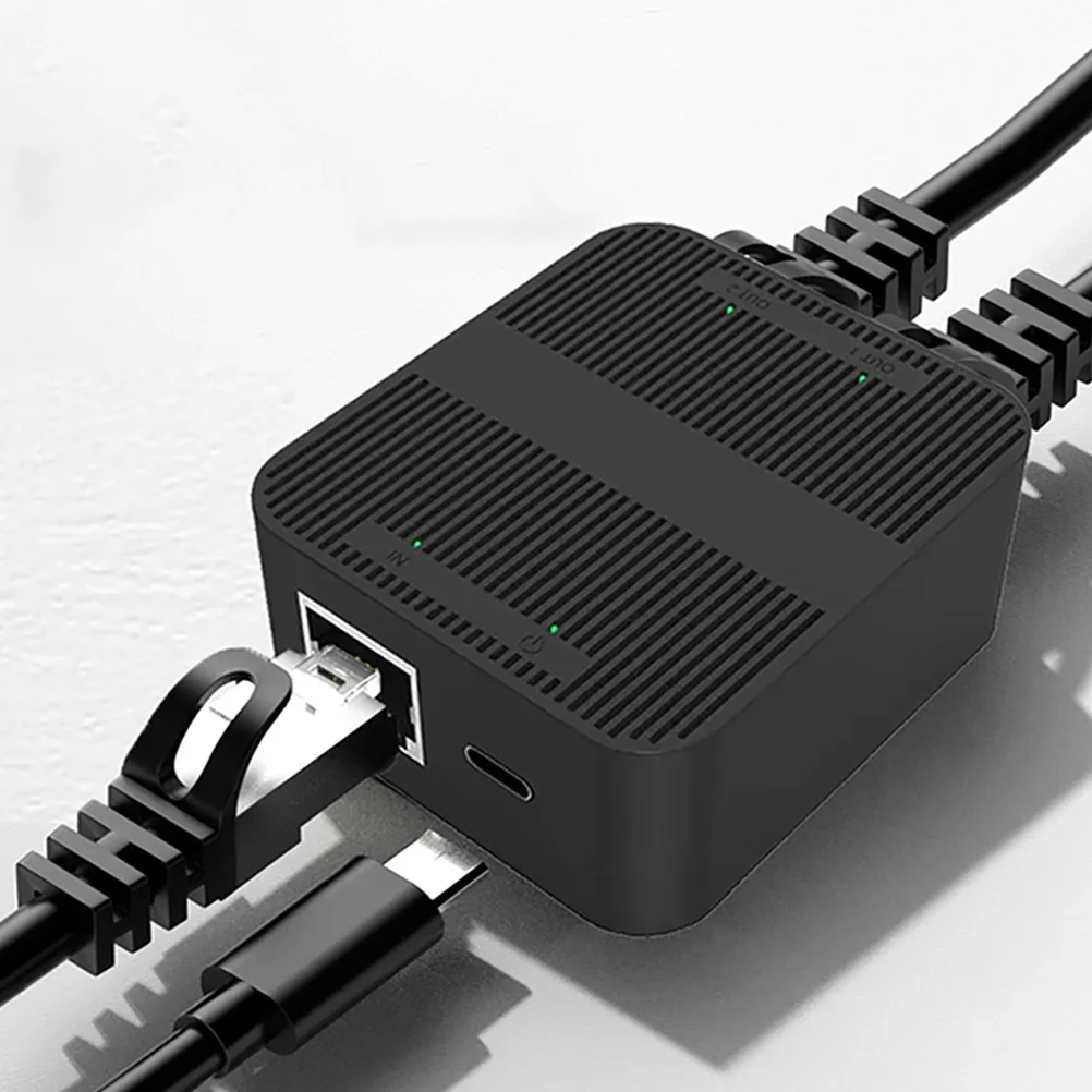 

1 to 2 Ethernet Splitter High Connector Extender Cable Black 100Mbps Transmission Durable Plastic Material