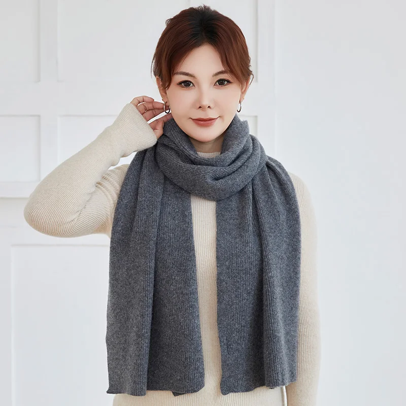 MVLYFLRT A-Class 100% Pure Goat Cashmere Scarf Solid Color Knitted Winter Warm Neck Protection Fashion Scarf for Men And Women