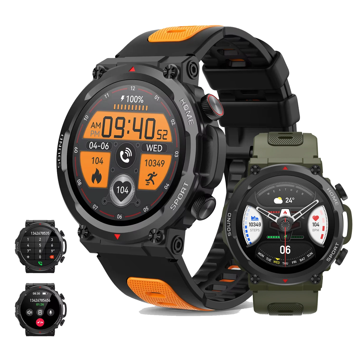 

1,39-дюймовые умные часы с Bluetooth и функцией вызова, мужские спортивные часы с фитнес-трекером, монитором сердечного ритма, голосовым помощником, 300 мАч, для Android и IOS