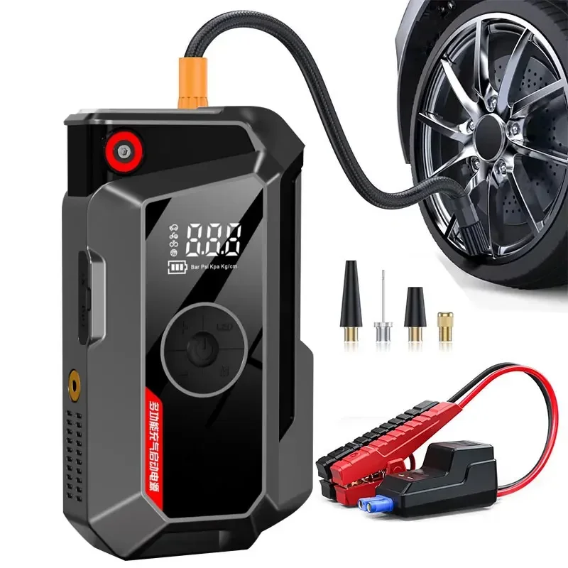 

12v battery jumper car starter booster 5 in 1 jump starter vaccum blower inflator jump starter with air compressor 6000