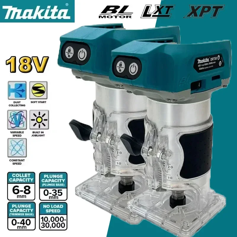 

Аккумуляторный фрезер Makita DRT50 18V LXT с бесщеточным двигателем, профессиональный инструмент для нарезки пазов и фрезерования