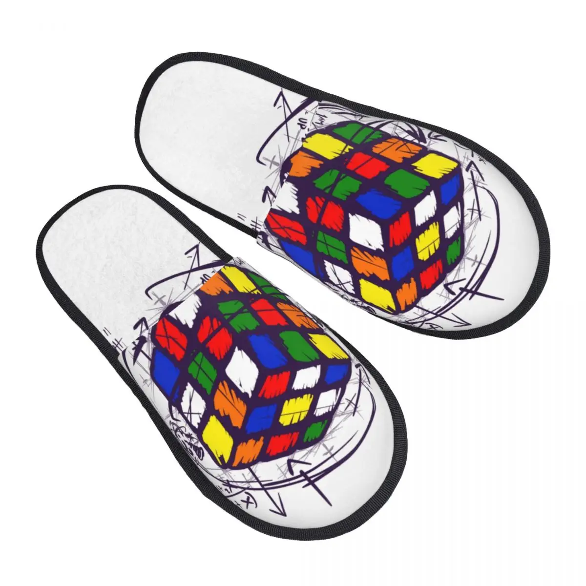 Math On Light Guest Slippers for Bedroom Women Custom Print Geek Science Teacher Geometric House Slipper