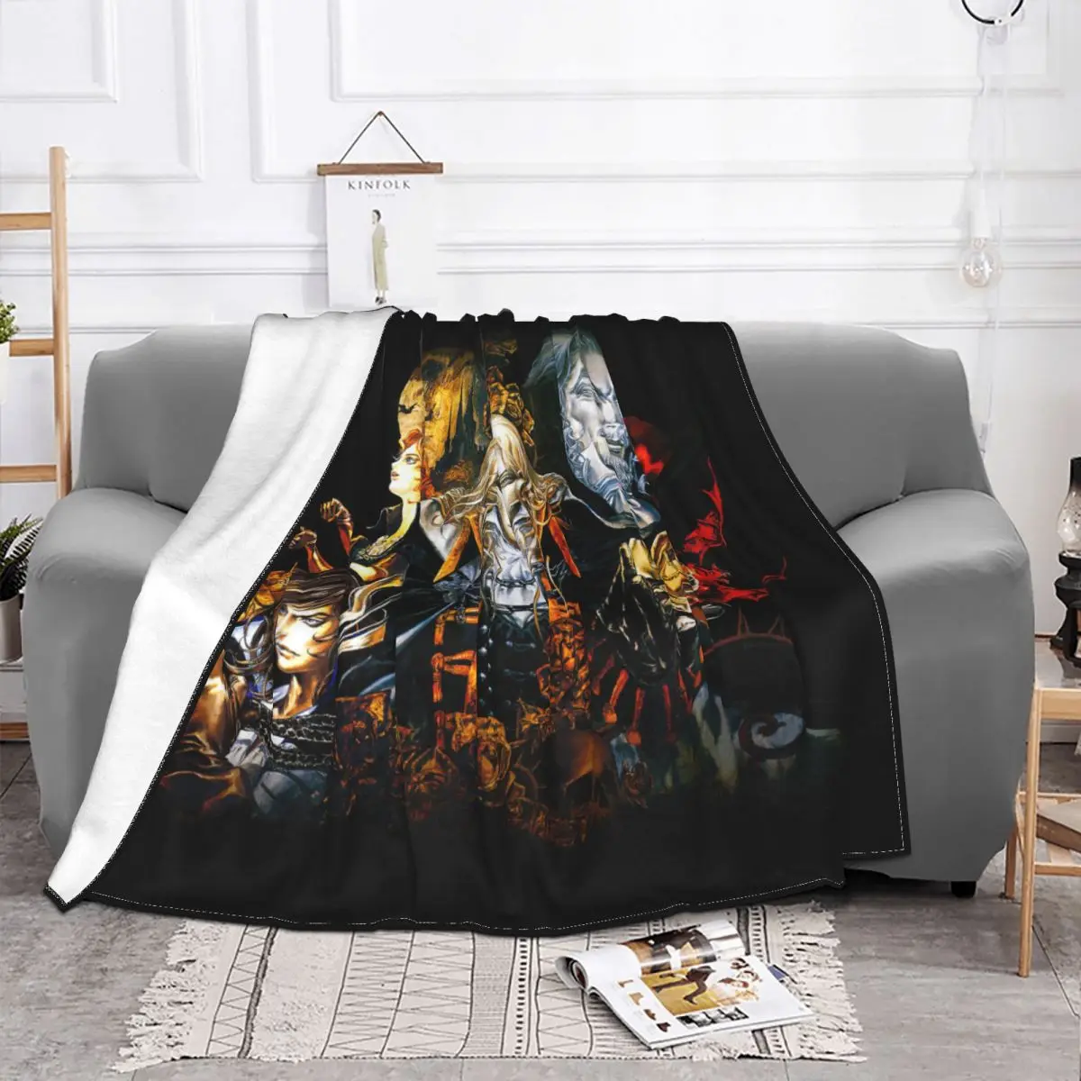 Alucard Maria Renard Flannel Blanket Castlevania Anime Custom Throw Blanket for Sofa Bedding Lounge Rug Piece