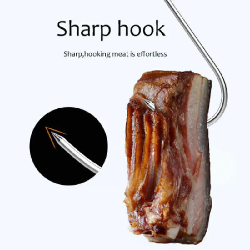 Stainless Steel S Butcher\'s Meat Hook Tool for Hot and Cold Smoking Butchering Hunting Chicken BBQ Pork Sausage Bacon Grill Hook