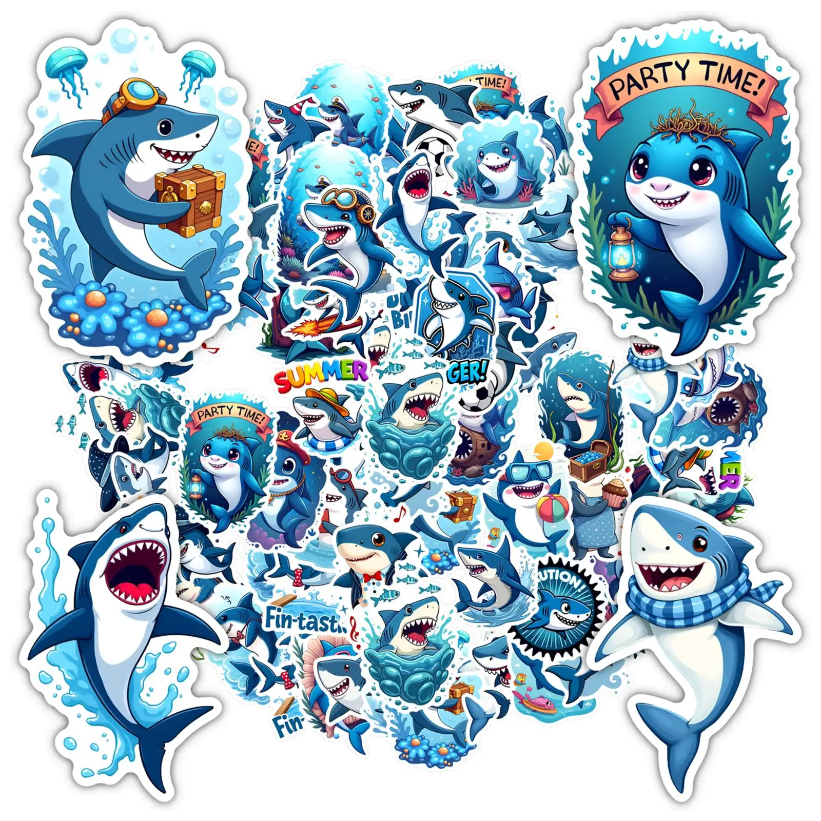 

35 шт.-50 шт. яркие летние наклейки, забавные наклейки для морской жизни, канцелярские наклейки для гитары, ноутбука, шлема, скейтборда