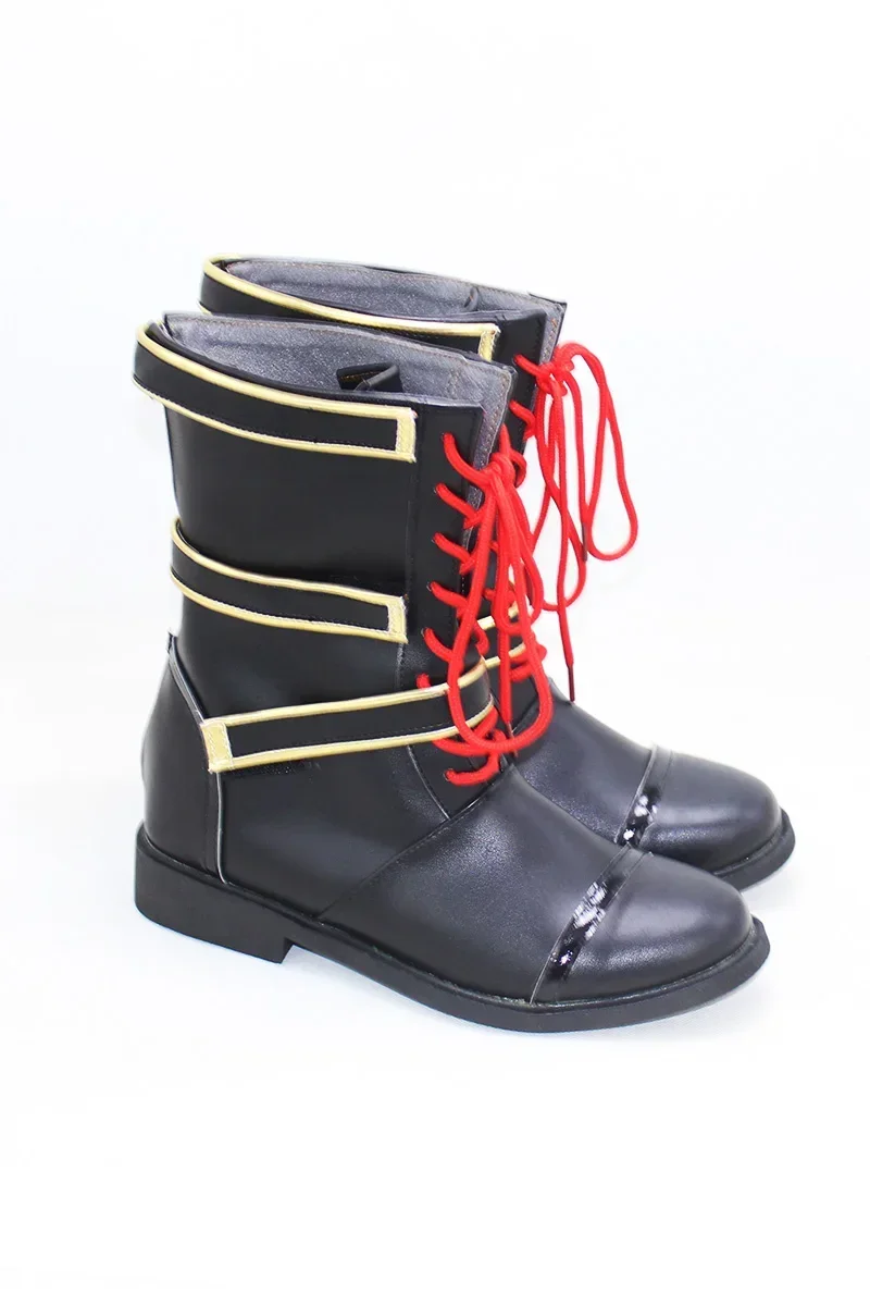 Kuzuha vtuberコスプレシューズ、ハロウィンカーニバルブーツ、PUレザープロップ、カスタムメイド