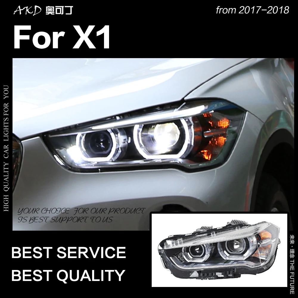 AKD Car Styling Head Lamp for BMW X1 Headlights 2016-2020 F48 F49 All LED Headlight Lens DRL Angel Eye Automotive Accessories