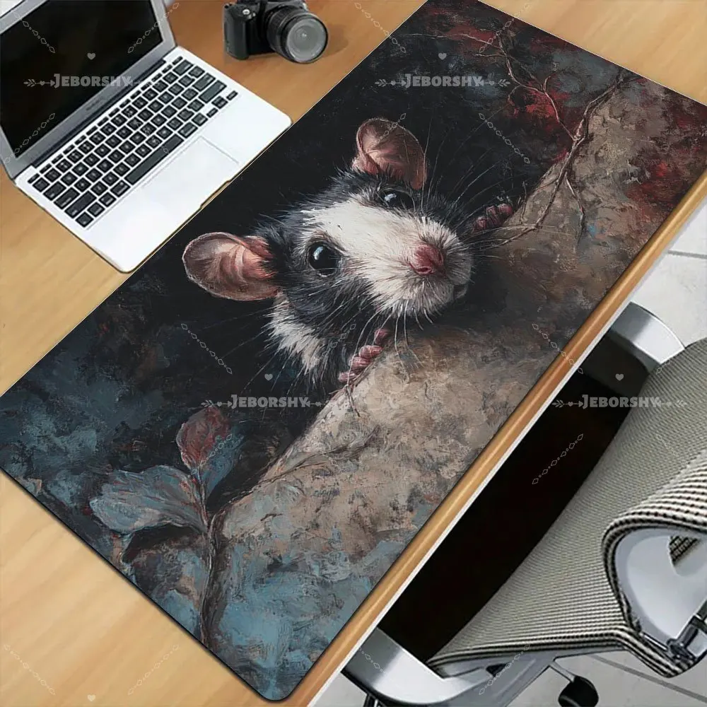 

Cute Pet Rat Oil Painting Desk Mat, Non-slip Mouse Pad, Perfect Gift for Small Animal Lovers