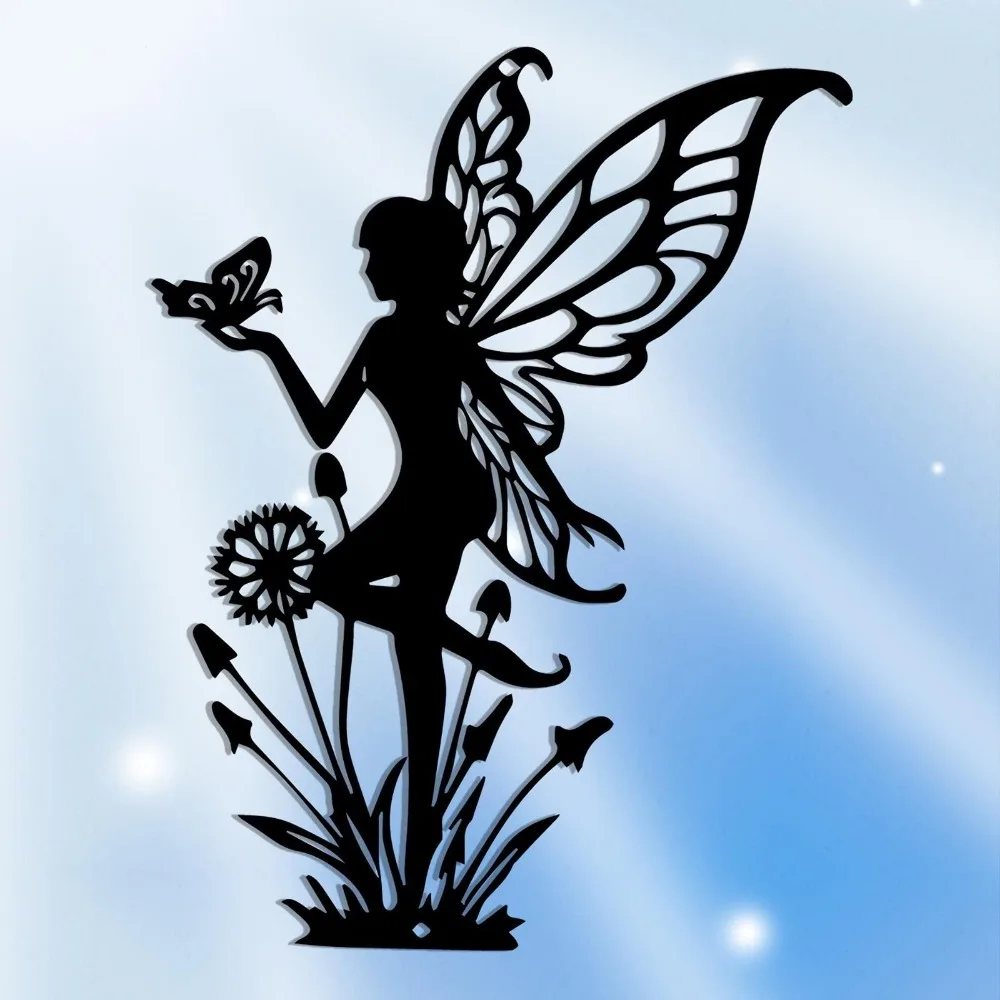 CIFBUY Metal Wall Art Decor Vintage Iron Fairy Sculpture Rustic Garden Hanging Ornament for Indoor Outdoor Home Decoration