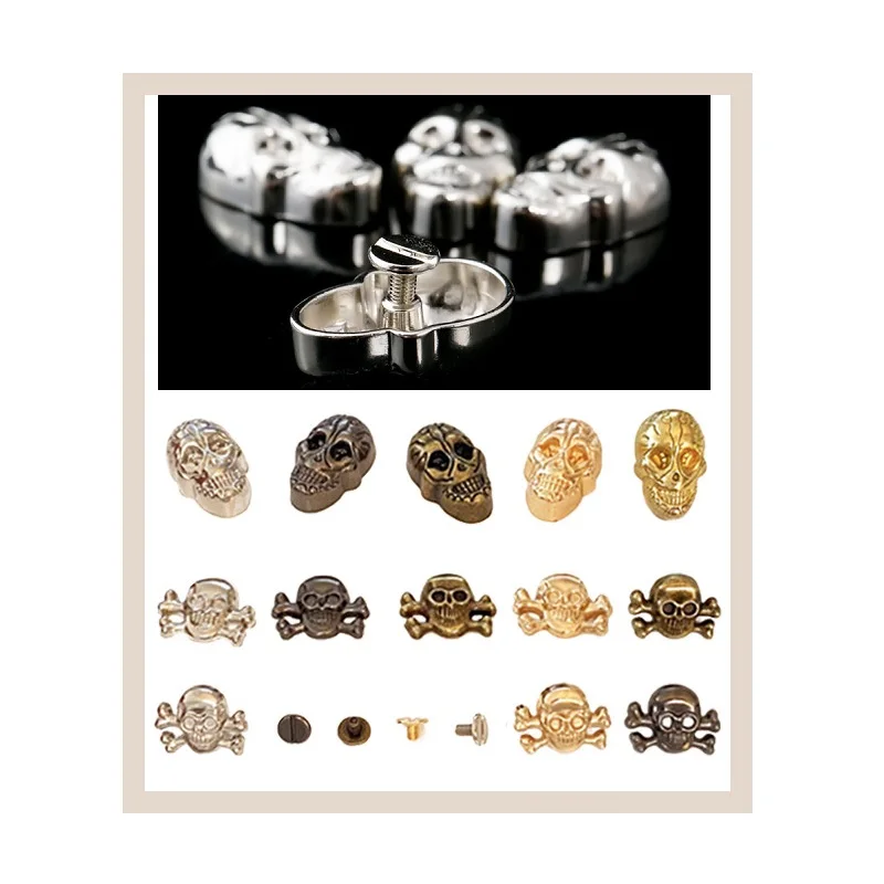 Totenkopf-Kreuznieten, Spike-Nieten, Punk-Rock-Dekorationen für DIY-Lederhandwerk, Kleidung, Taschen, Schuhe, Bekleidungsteile und Accessoires