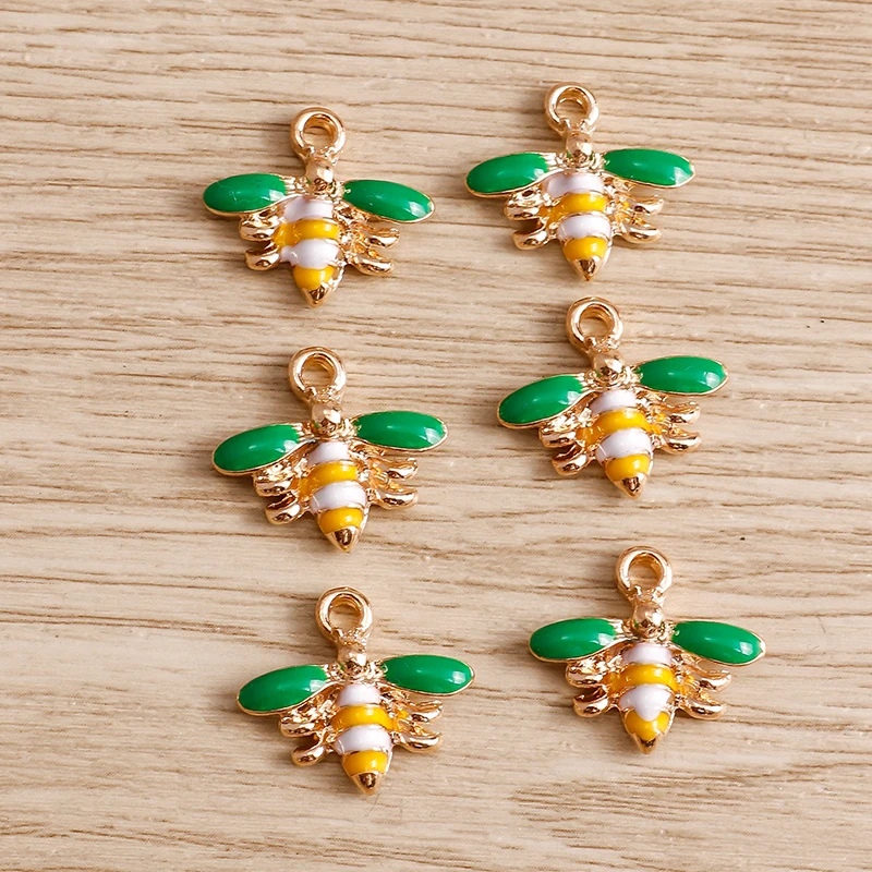 Tusember 10 Stück goldfarbene Emaille-Honigbienen-Charms, süßer Mini-Bienen-Charm für Schmuckherstellung, Ohrringe, Halskette, Zubehör – Detail 9