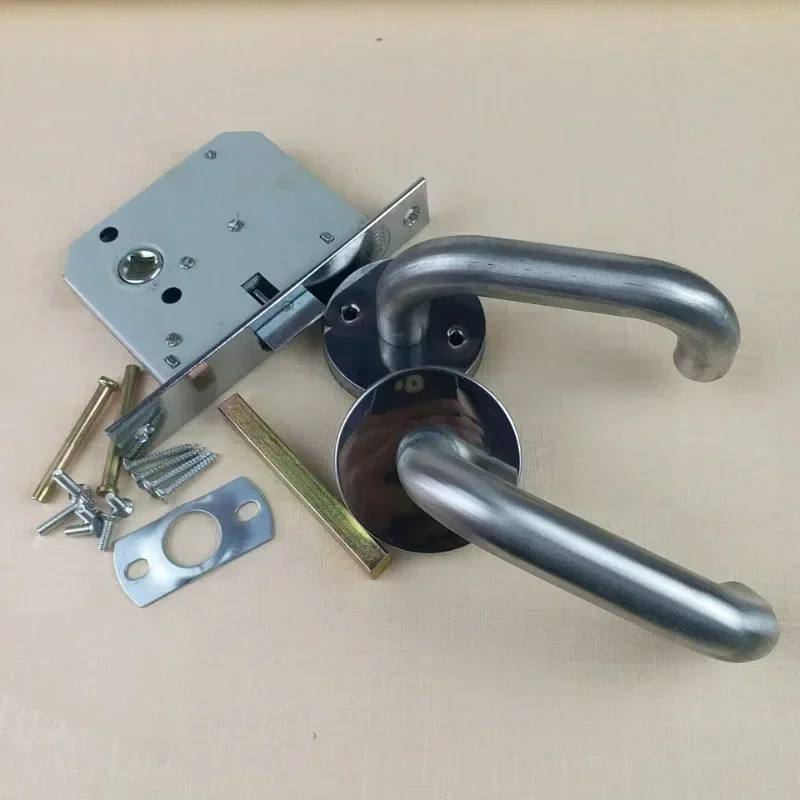 Fireproof Hallway Lock, Fireproof Passage Door Lock, Double Curved Handle Lock, Flat Opening  Fireproof Door Accessories