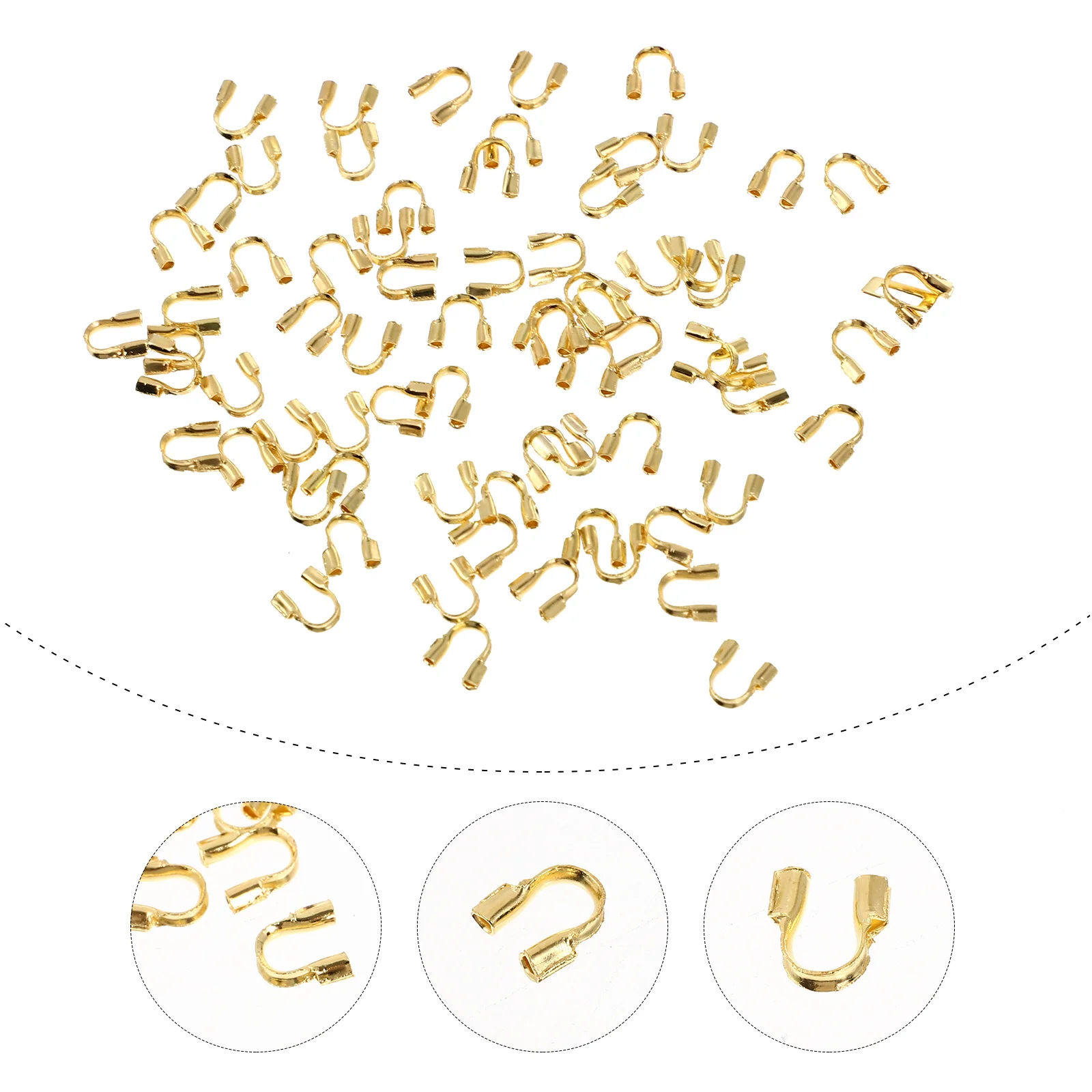 

200pcs Jewelry Wire Protectors Brass U Shape Crimp Ends For Necklace Bracelet Making Diy Craft Gold Plated Findings